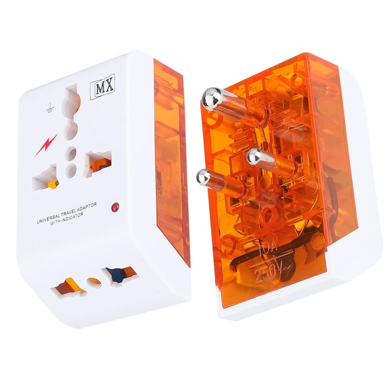 MX Universal 3Pin MultiPlug Socket with Surge and Spike Protector Polycarbonate Moulding 5 AMP Connector Pack of 2 MX3216A02 - Image 1