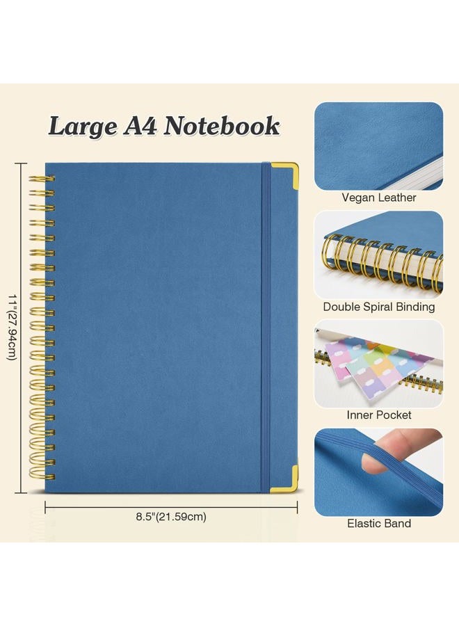 OMEYA Spiral Notebook 8.5" x 11", 300 Numbered Pages Notebooks College Ruled with Tabs, Hardcover Leather Lined Journal for Women Men, 100GSM Thick Journals for Writing, Large A4 Notebooks for Work School - Image 5