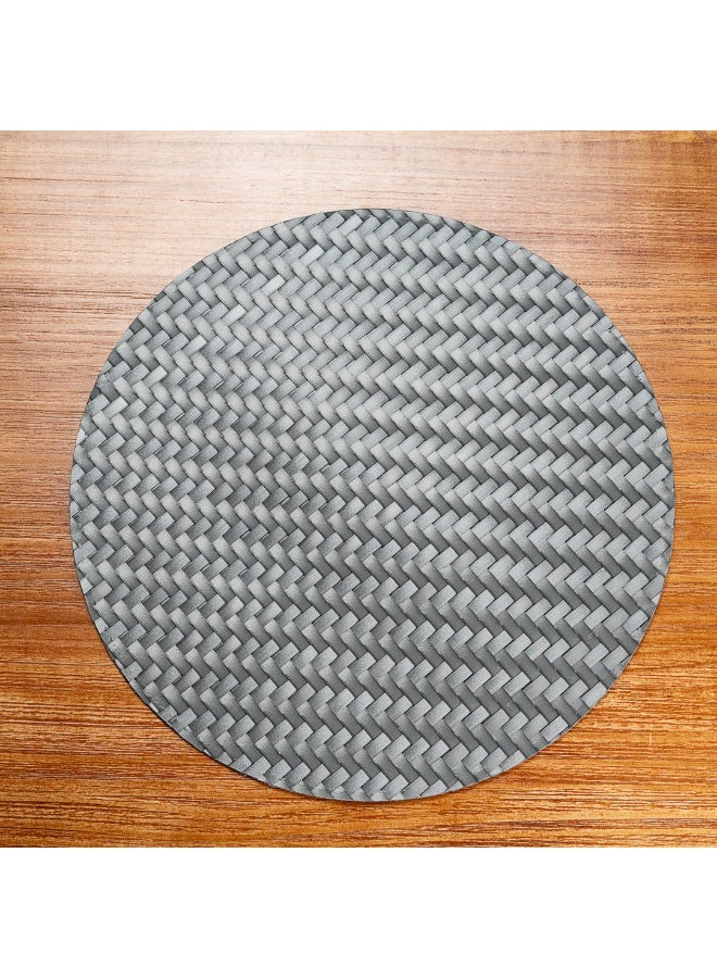 Restaurantware 15 Inch Woven Placemats, Set Of 6 Round Table Placemats - Durable, Easy To Clean, Metallic Gray Plastic Placemats For Dining Table, For Homes or Restaurants, - Image 4