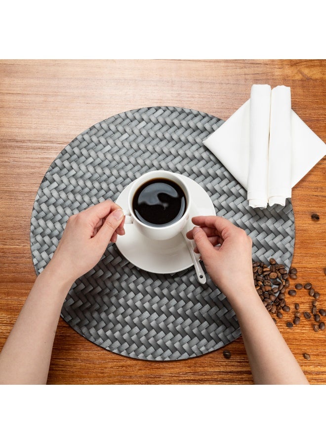 Restaurantware 15 Inch Woven Placemats, Set Of 6 Round Table Placemats - Durable, Easy To Clean, Metallic Gray Plastic Placemats For Dining Table, For Homes or Restaurants, - Image 5