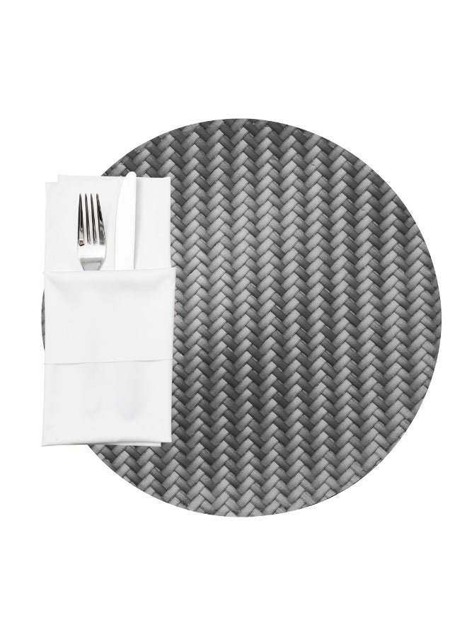Restaurantware 15 Inch Woven Placemats, Set Of 6 Round Table Placemats - Durable, Easy To Clean, Metallic Gray Plastic Placemats For Dining Table, For Homes or Restaurants, - Image 2