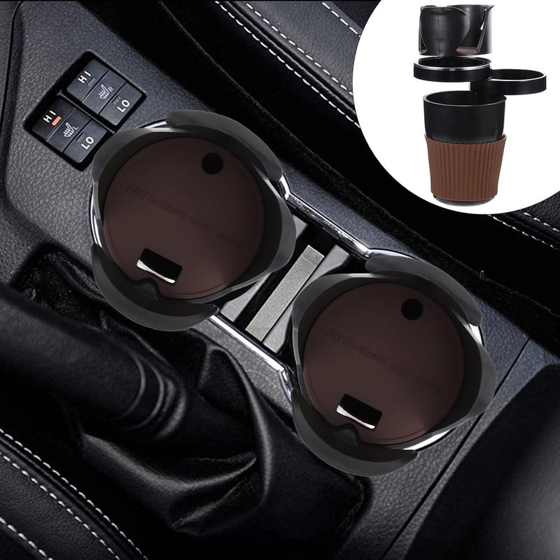 Multi-Function Vehicle Water Cup Holder Black Silver Edge Universal Car Drink Holder for Travel and Daily Use - Image 3