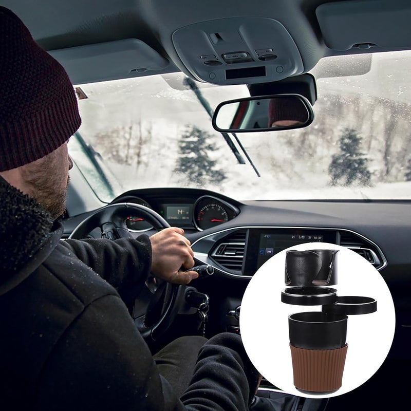 Multi-Function Vehicle Water Cup Holder Black Silver Edge Universal Car Drink Holder for Travel and Daily Use - Image 5