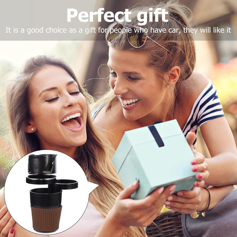Multi-Function Vehicle Water Cup Holder Black Silver Edge Universal Car Drink Holder for Travel and Daily Use - Image 4