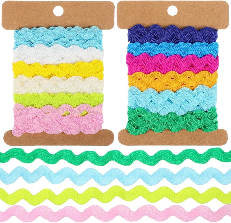 EXCEART 2 RIC rac Ribbon Roll 8mm Rick Rack Trim Braid Woven Trim Ribbon Tape for Sewing Wrapping Crafting Wedding Baby Shower Party Sewing Rick Rack Decoration RIC rac (6 Yards) - Image 1