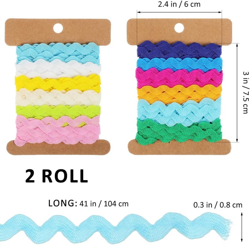 EXCEART 2 RIC rac Ribbon Roll 8mm Rick Rack Trim Braid Woven Trim Ribbon Tape for Sewing Wrapping Crafting Wedding Baby Shower Party Sewing Rick Rack Decoration RIC rac (6 Yards) - Image 4