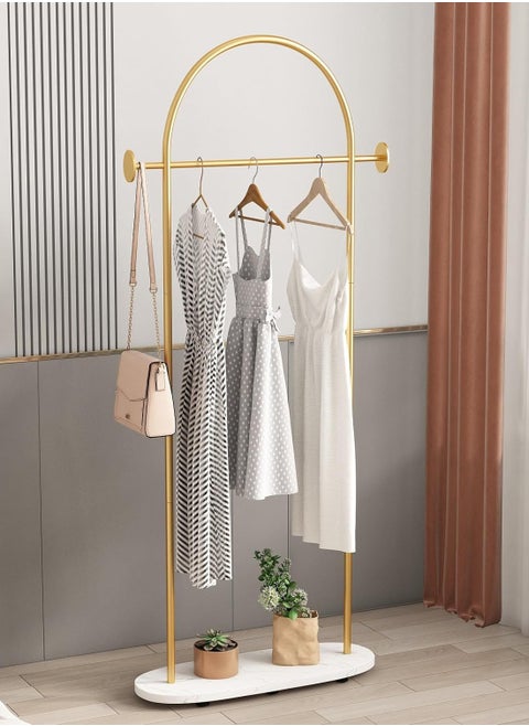 Gold Garment Rack, Modern Coat Racks Freestanding for Hanging Clothes, Heavy-duty Clothing Rack with Marble Base, Standing Coat Rack for Bedroom, Bathroom, Living Room, Boutiques