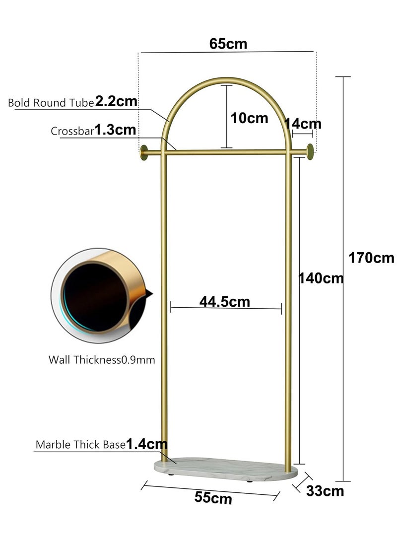 Gold Garment Rack, Modern Coat Racks Freestanding for Hanging Clothes, Heavy-duty Clothing Rack with Marble Base, Standing Coat Rack for Bedroom, Bathroom, Living Room, Boutiques