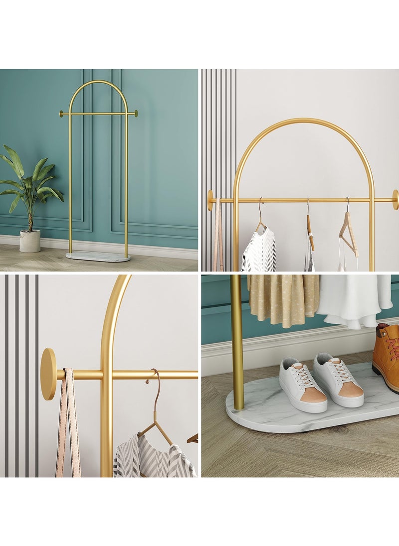 Gold Garment Rack, Modern Coat Racks Freestanding for Hanging Clothes, Heavy-duty Clothing Rack with Marble Base, Standing Coat Rack for Bedroom, Bathroom, Living Room, Boutiques