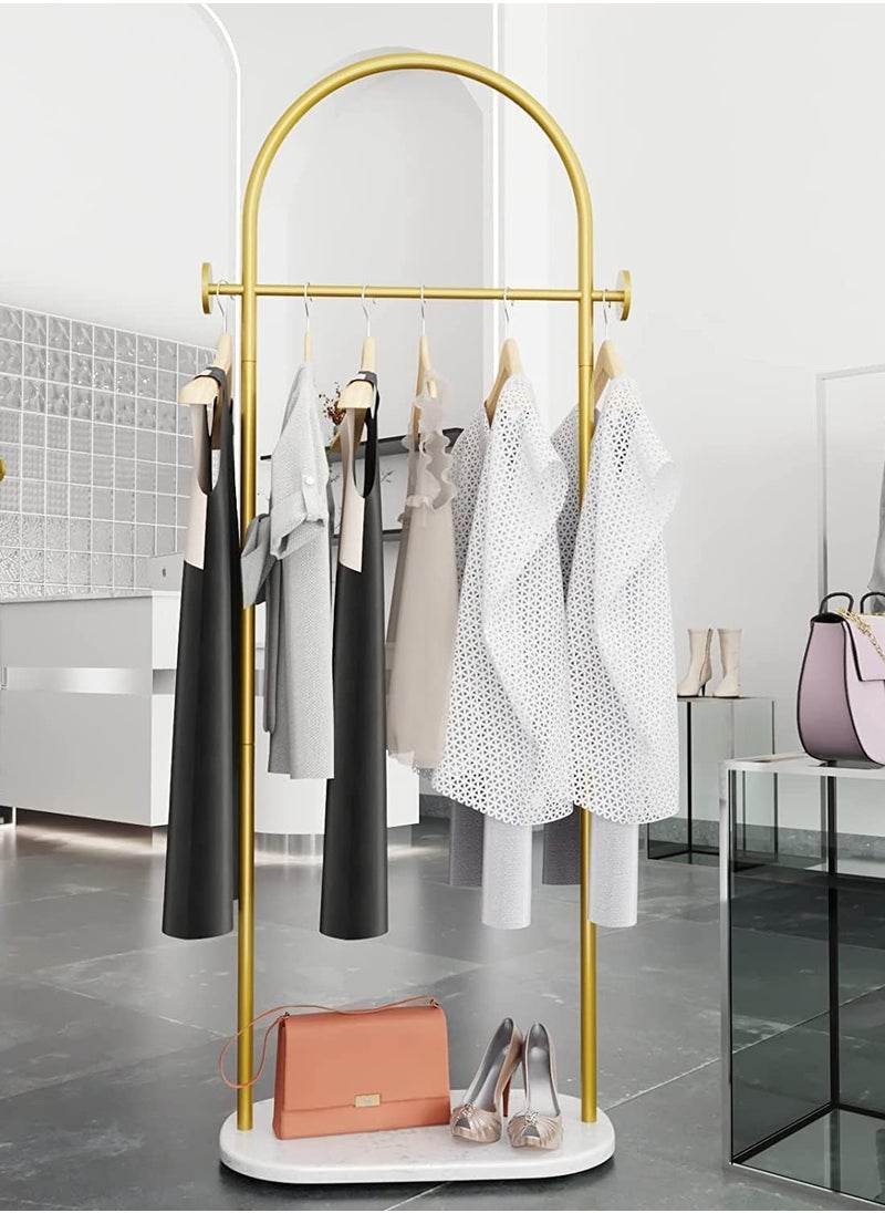 Gold Garment Rack, Modern Coat Racks Freestanding for Hanging Clothes, Heavy-duty Clothing Rack with Marble Base, Standing Coat Rack for Bedroom, Bathroom, Living Room, Boutiques
