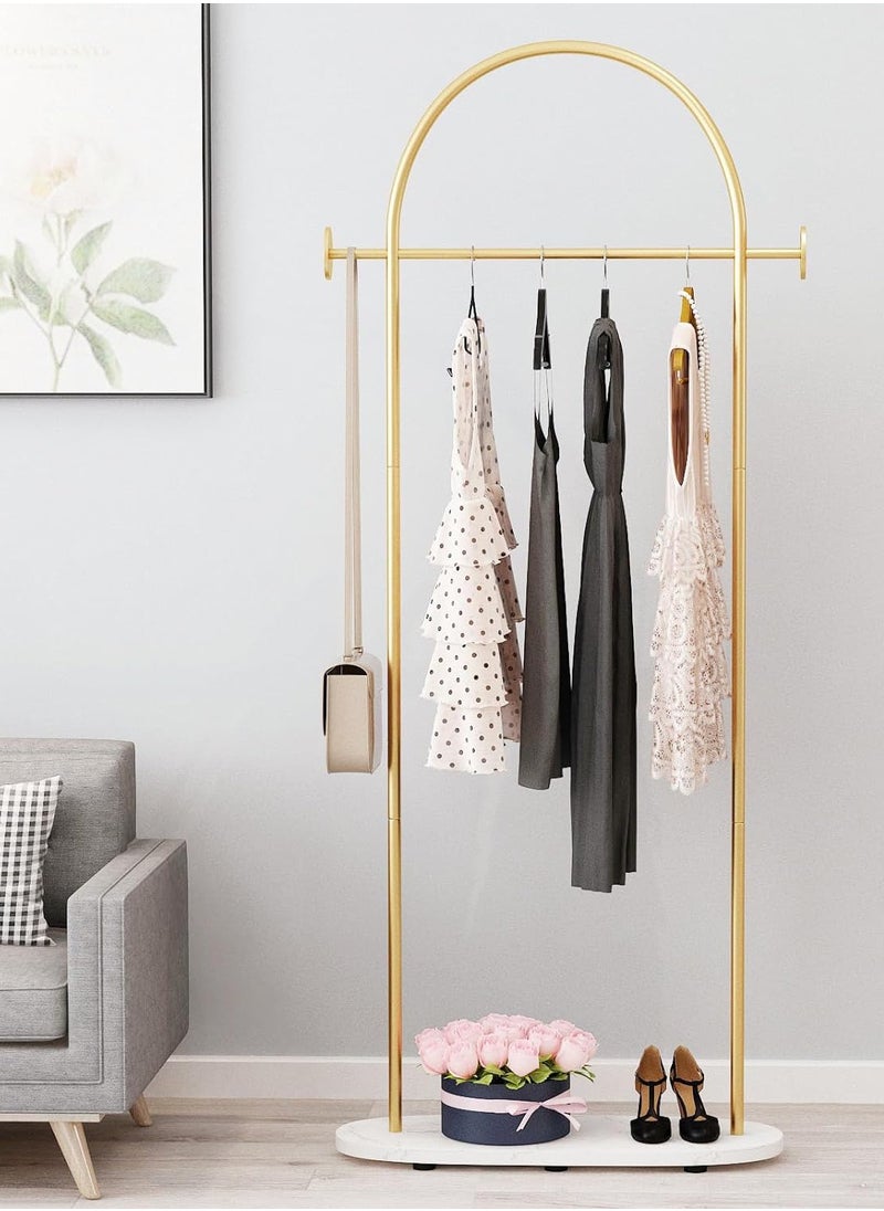 Gold Garment Rack, Modern Coat Racks Freestanding for Hanging Clothes, Heavy-duty Clothing Rack with Marble Base, Standing Coat Rack for Bedroom, Bathroom, Living Room, Boutiques