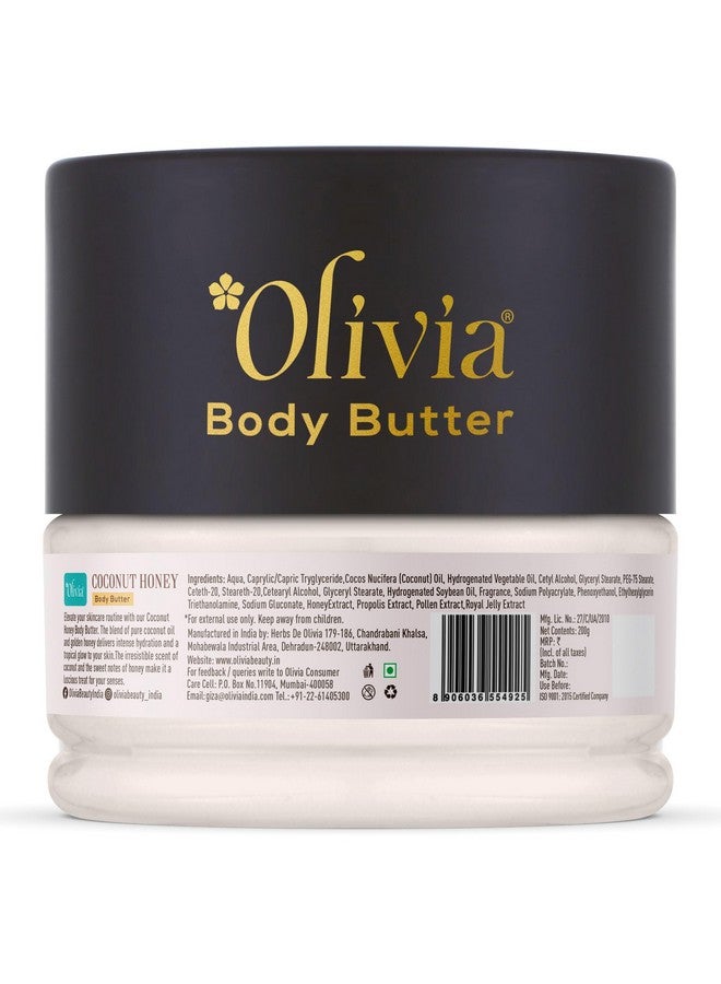 Olivia Coconut Honey Body Butter, 200g | Intense Moisture with Coconut Oil & Honey | Restores Glow, Improves Elasticity, Softens Skin | Fast-Absorbing Formula for All Skin Types - Image 2
