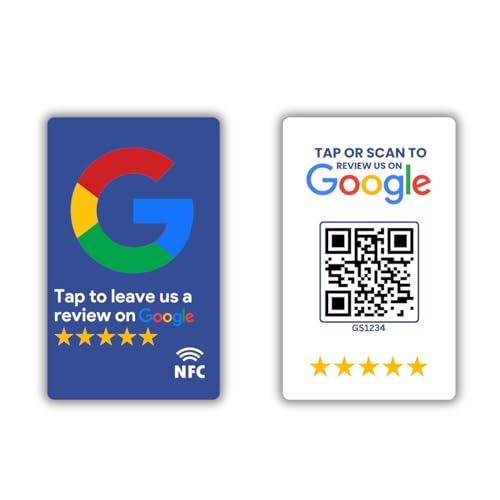tinydabba Review NFC Card Blue | Along with QR Code | Boost Business Reviews with Tap or Scan | Pre-Configured PVC Card | Works with any NFC-Enabled Smartphone | With Dashboard - Image 1