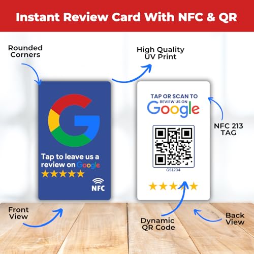 tinydabba Review NFC Card Blue | Along with QR Code | Boost Business Reviews with Tap or Scan | Pre-Configured PVC Card | Works with any NFC-Enabled Smartphone | With Dashboard - Image 3