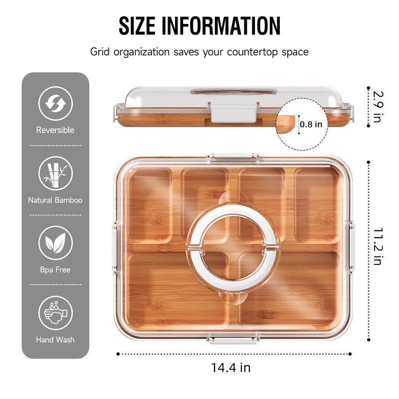 Renmxj Charcuterie Board with Clear Lid, Travel Portable Cheese Board Charcuterie Boxes Cutting Boards for Kitchen, House Warming Gifts New Home, Gifts for Women (6 Compartments White) - Image 2