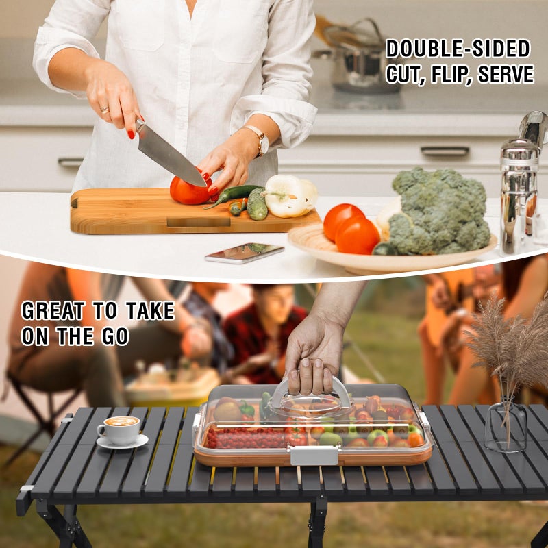 Renmxj Charcuterie Board with Clear Lid, Travel Portable Cheese Board Charcuterie Boxes Cutting Boards for Kitchen, House Warming Gifts New Home, Gifts for Women (6 Compartments White) - Image 4