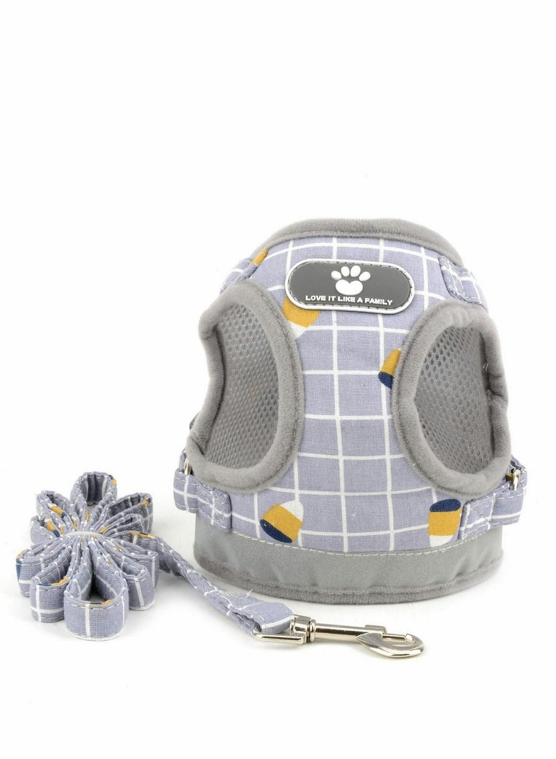 KASTWAVE طقم حزام وقيد للقطط للمشي مع قطة وكلب صغير حزام ناعم من الشبك قابل للتعديل مع حزام عاكس مناسب للراحة للحيوانات الأليفة مثل القطط والكلاب الجراء والأرانب - Image 2