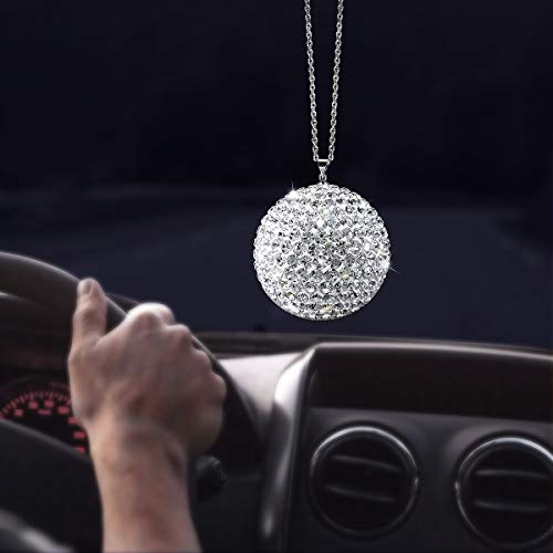 ToBeQueen Car Crystal Ball Car Rear View Mirror Pendant Carm Bling Car Decor Accessories Car Bling Decoration For Women - Image 3