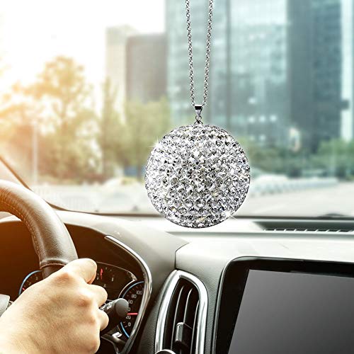 ToBeQueen Car Crystal Ball Car Rear View Mirror Pendant Carm Bling Car Decor Accessories Car Bling Decoration For Women - Image 2
