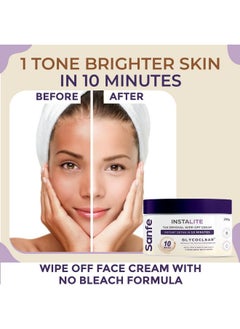 Sanfe Detan Cream Instalite Detan Wipe Off 200 Gm With Glycoclear Technology 1 Tone Brighter In 10 Mintues For Legs Arms Underarms And Back Detan Cream Pack For Tan Removal & Glowing Skin  - Image 2