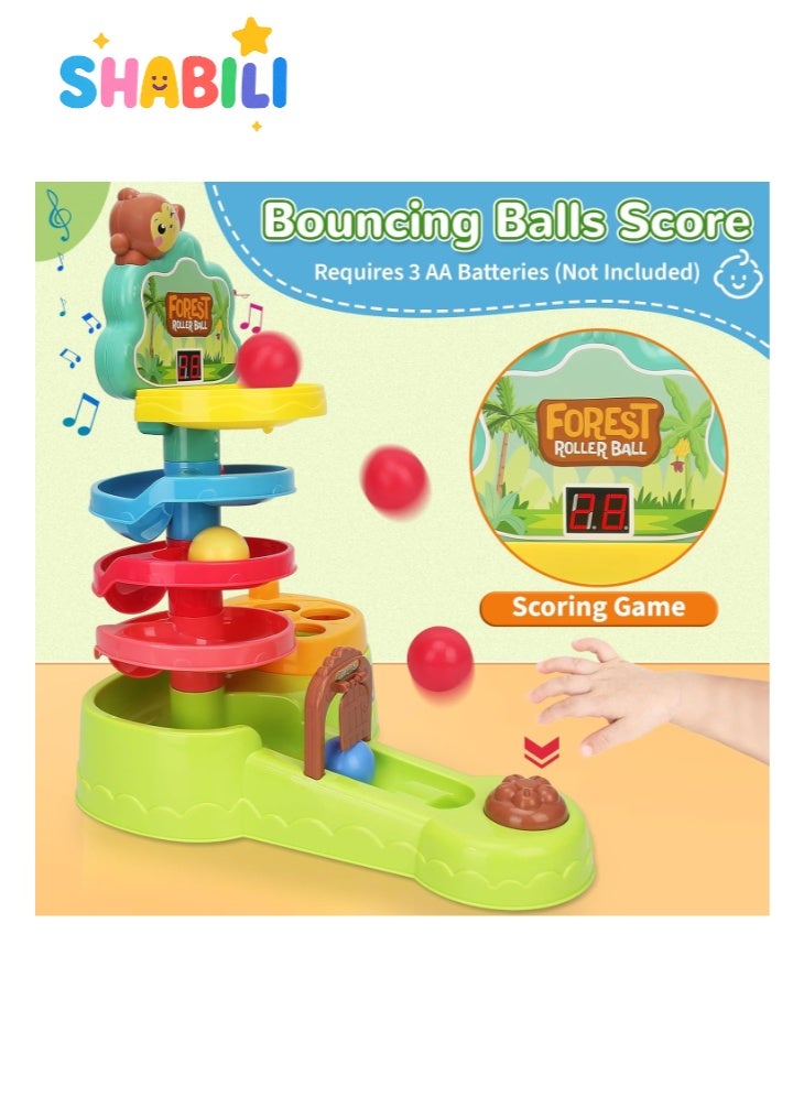 شبيلي لعبة مونتيسوري تعليمية 3 في 1 للأطفال الصغار مع برج الكرات والمطرقة وسلة كرة السلة ولعبة اضرب الخلد، مركز نشاط تفاعلي لتنمية المهارات الحركية الدقيقة والتعليم المبكر، مناسبة لعمر 18 شهرًا فأكثر - Image 3