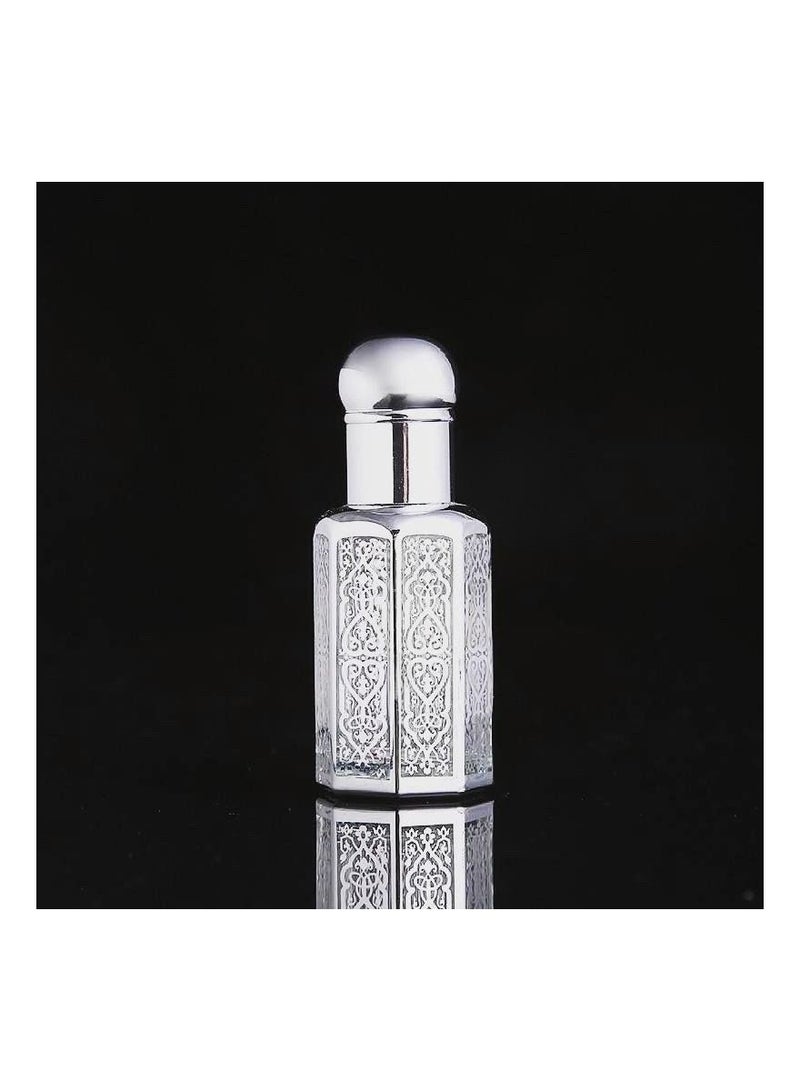 PARO OUD 12PCS 6ml  Silver fancy Glass Empty Refillable Perfume Essential Oil Attar Bottle - Image 1