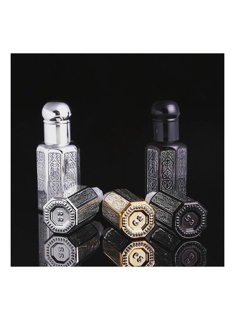 PARO OUD 12PCS 6ml  Silver fancy Glass Empty Refillable Perfume Essential Oil Attar Bottle - Image 3