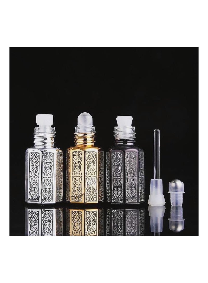 PARO OUD 12PCS 6ml  Silver fancy Glass Empty Refillable Perfume Essential Oil Attar Bottle - Image 2