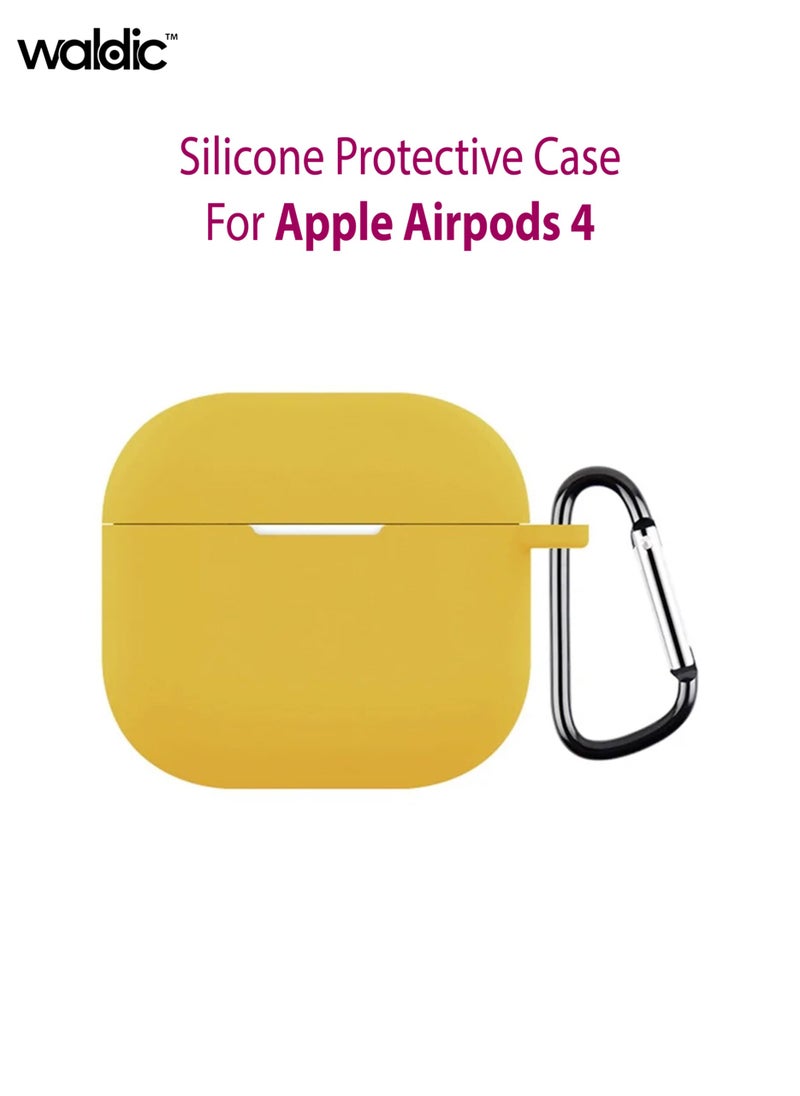 Waldic - Apple AirPods 4 Soft Silicone Case | Compatible with Apple AirPods 4 (Front LED Visible) | Shockproof Full-Body Protective Case Cover for Apple AirPods 4 with Keychain (Airpods Not Included) - Yellow - Image 1