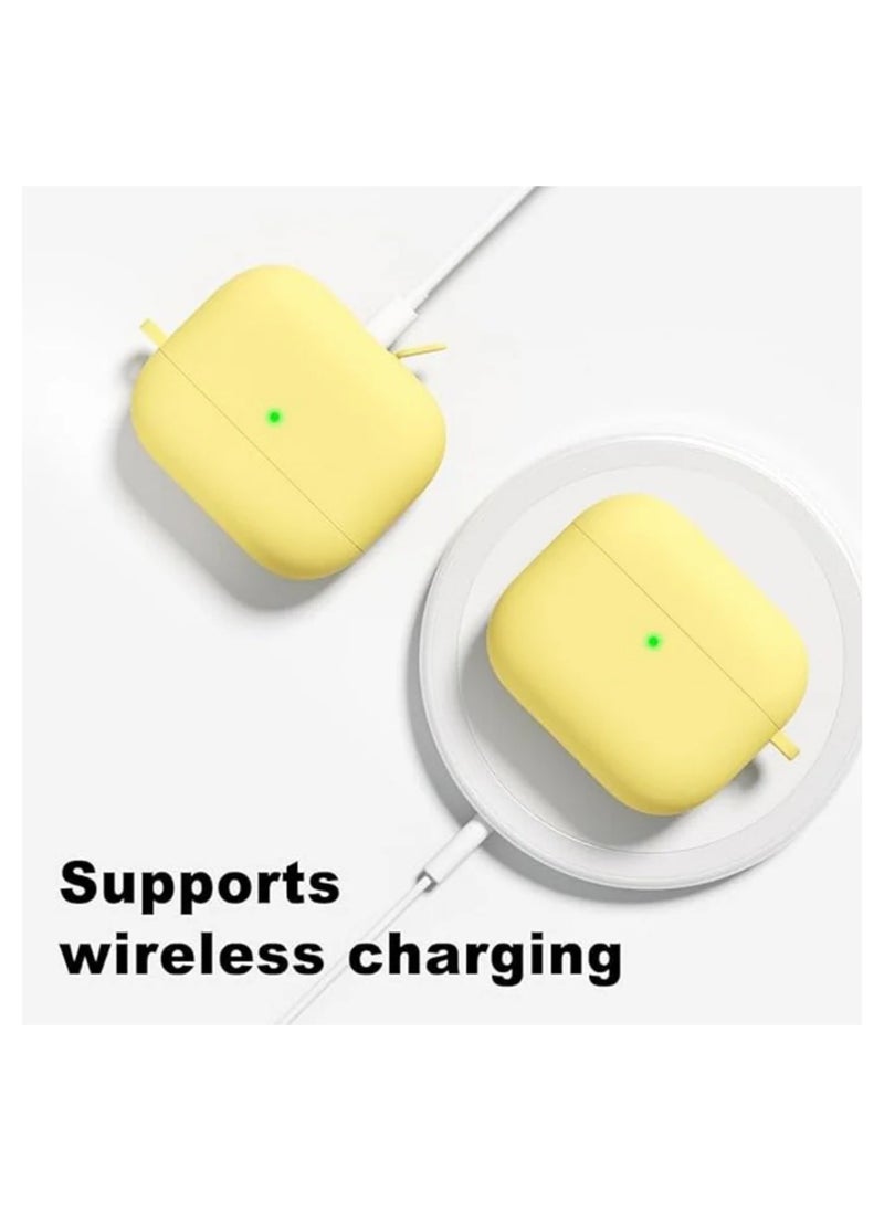Waldic - Apple AirPods 4 Soft Silicone Case | Compatible with Apple AirPods 4 (Front LED Visible) | Shockproof Full-Body Protective Case Cover for Apple AirPods 4 with Keychain (Airpods Not Included) - Yellow - Image 1
