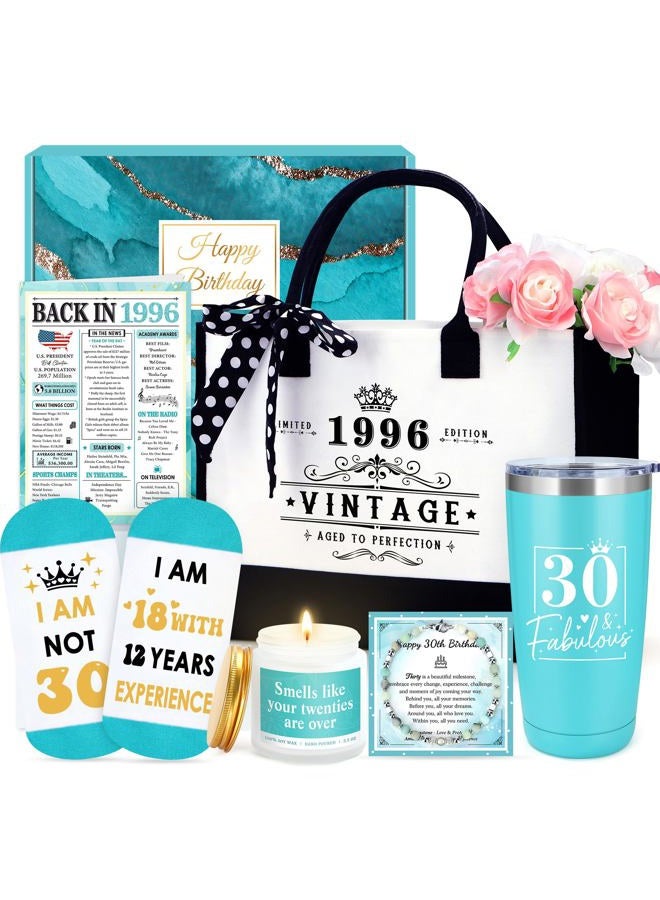 Launrada 30th Birthday Gifts for Women 30 Year Old Birthday Gifts for Women Unique Turning 30 Gift Woman Cool 1996 Gift Ideas for Woman 30s Happy 30th Bday Decoration Set with Tumbler Tote Bag for Her Daughter - Image 1