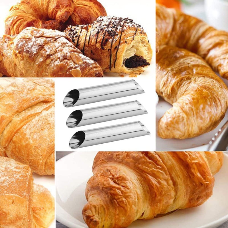 CaoXiong 8 Pack Cannoli Tubes, Stainless Steel 5 inch Pancake Tubes Cream Croissant Spiral Cake Baking DIY Spiral Cake Decoration Tool-Candy Corner Mold - Image 4