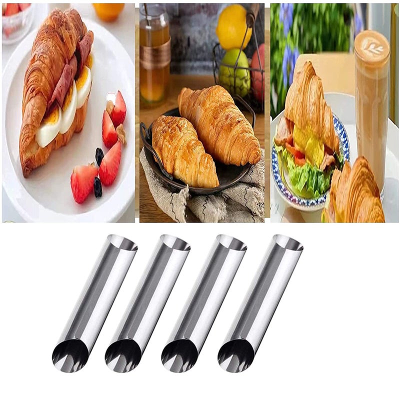 CaoXiong 8 Pack Cannoli Tubes, Stainless Steel 5 inch Pancake Tubes Cream Croissant Spiral Cake Baking DIY Spiral Cake Decoration Tool-Candy Corner Mold - Image 3