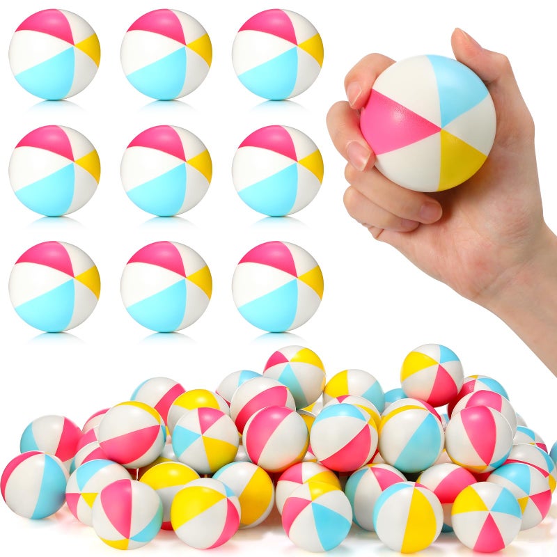 Jerify 48pcs Mini Beach Stress Balls 25 Inch PU Foam Relief Stress Squeeze Ball Beach Party Favors Small Summer Pool Relief Toys for Kids Birthday Hawaiian Luau Party Pool Water GamesVivid Color - Image 2