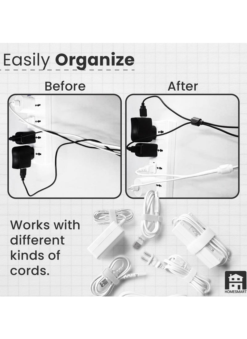 Home Smart 50 Piece Reusable Fastening Cable Ties Microfiber Cloth 6 Inch Hook and Loop Cord Black  - Image 5