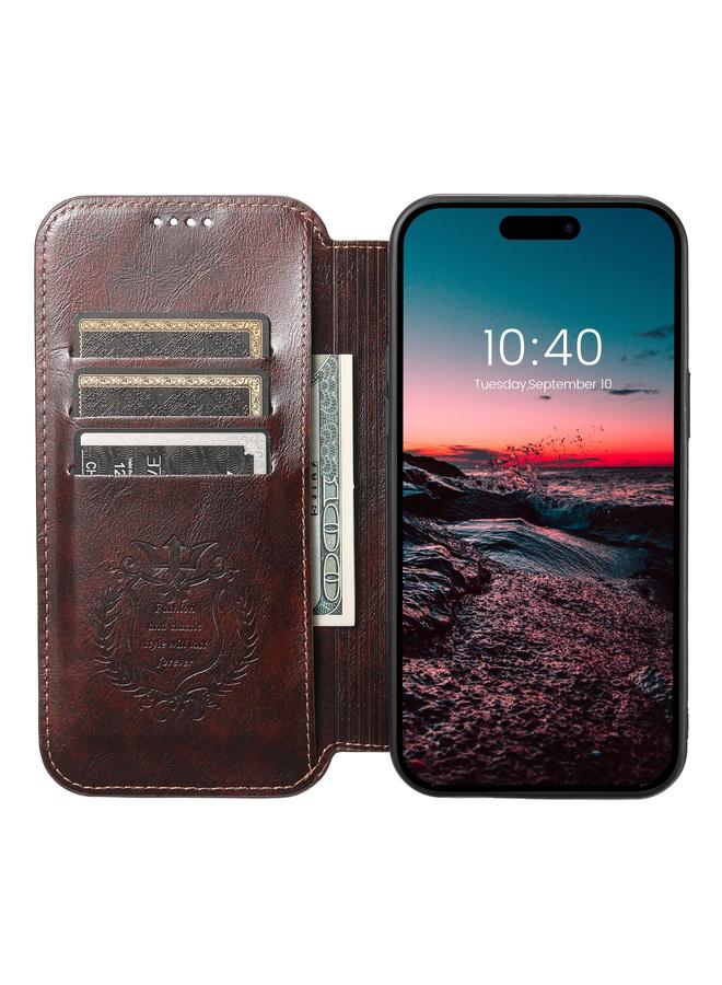Suteni Case For iPhone 14 J05 Leather Magnetic Magsafe Phone Case - Image 4