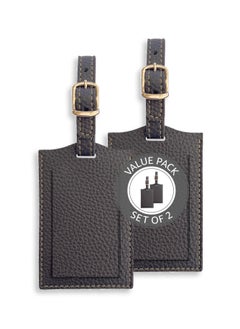 LeArt Luggage Tag Leather – Luggage Tags for Suitcases | Travel Tags for Luggage | Suitcase tags | Leather Luggage Tags | Travel Gifts (Set of 2 | Black)  - Image 1