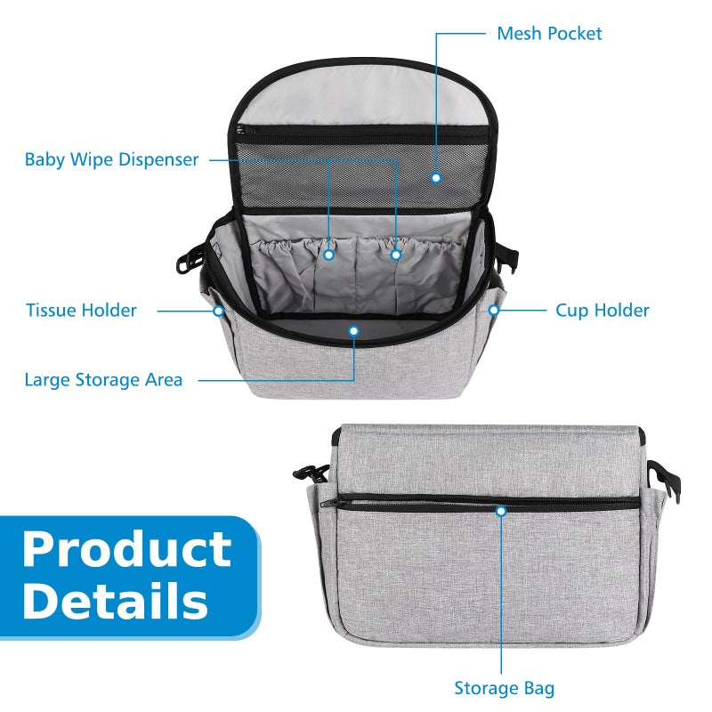 Accmor Universal Stroller Organizer - Large Capacity Stroller Bag with Shoulder Strap - Accessories for Uppababy, Nuna, Doona, Britax - Image 4