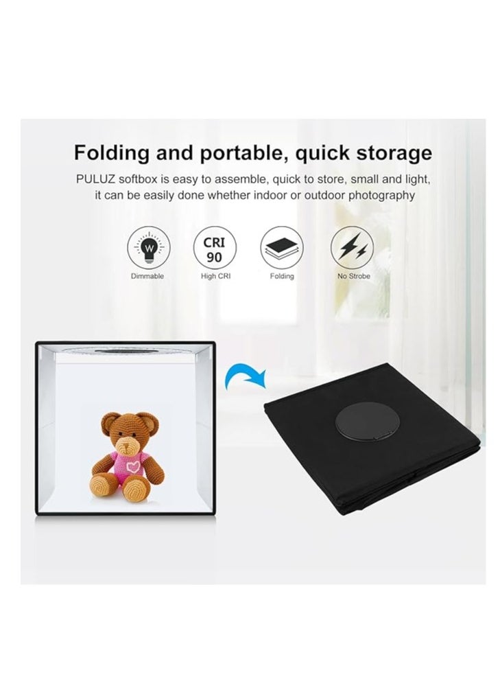 PULUZ - PULUZ Photo Studio Box, 40cm Folding Lightbox LED Ring Light Portable Photo Studio Photography Shooting Tent Box Kit 12 Colors Backdrops USB Light Box for Phones DSLR Camera 16 x 16 inch - Image 1