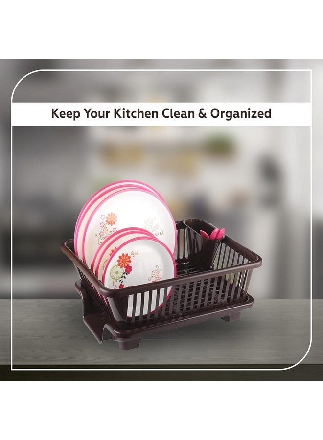 RADIANT Basket Drainer & Dish Drainer Basket for Kitchen/Utensil Stand for Kitchen/Dish Drying Rack with Drainer/Bartan Stand/Dish Rack for Kitchen (Brown, Plastic) - Image 2