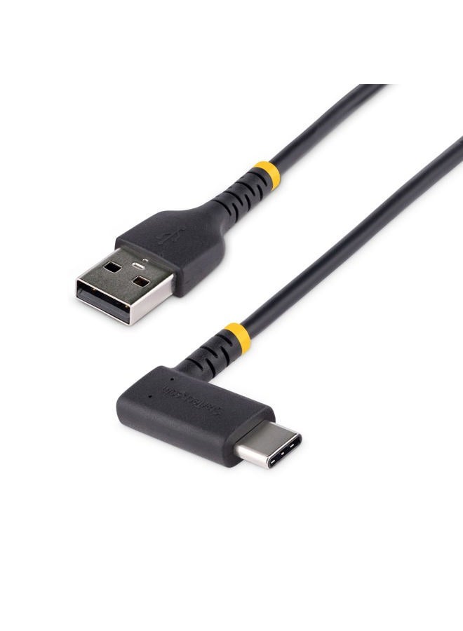 Startech.com 6ft (2m) USB A to C Charging Cable Right Angle - Heavy Duty Fast Charge USB-C Cable - USB 2.0 A to Type-C - Rugged Aramid Fiber - 3A - USB Charging Cord (R2ACR-2M-USB-CABLE) - Image 1