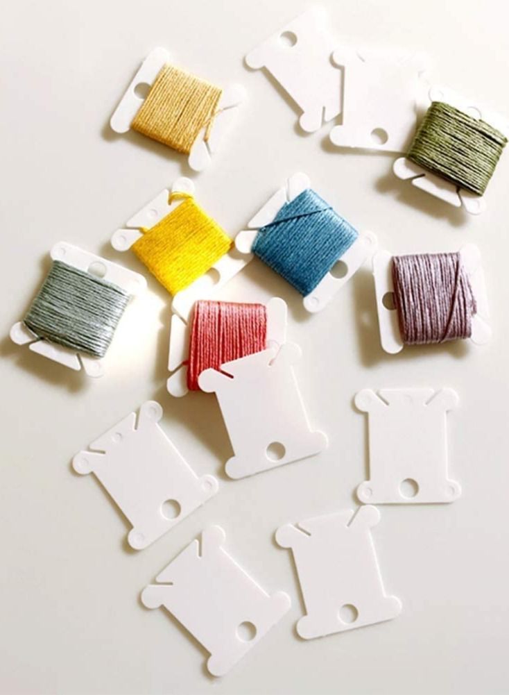 Plastic Floss Bobbins, For Cross Cotton Thread Craft DIY Sewing Storage, Thread Organizer Holder, Embroidery Thread Cards Cross Stitch Bobbin 120 Pcs  - Image 2