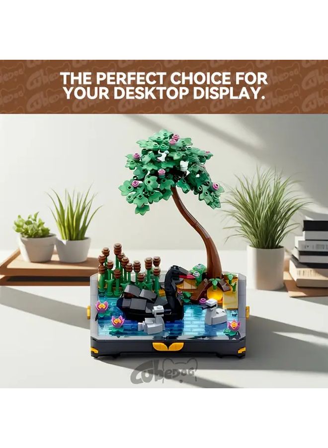 Magic Swan Lake Building Blocks Set 1001 Pcs Artificial Plant Flower Outdoor Scene Model - Image 4