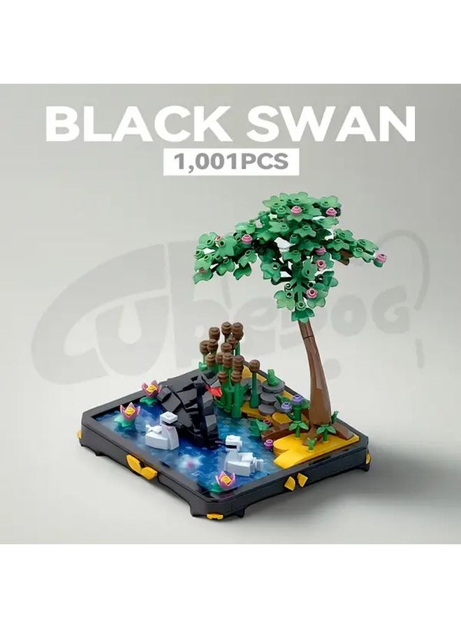 Magic Swan Lake Building Blocks Set 1001 Pcs Artificial Plant Flower Outdoor Scene Model - Image 2