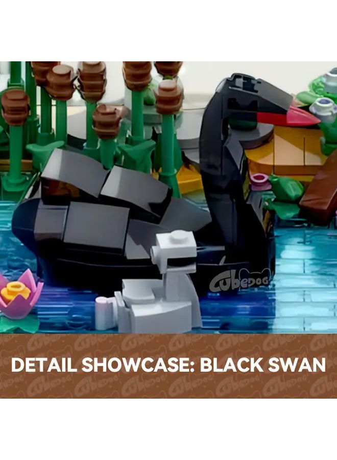 Magic Swan Lake Building Blocks Set 1001 Pcs Artificial Plant Flower Outdoor Scene Model - Image 5