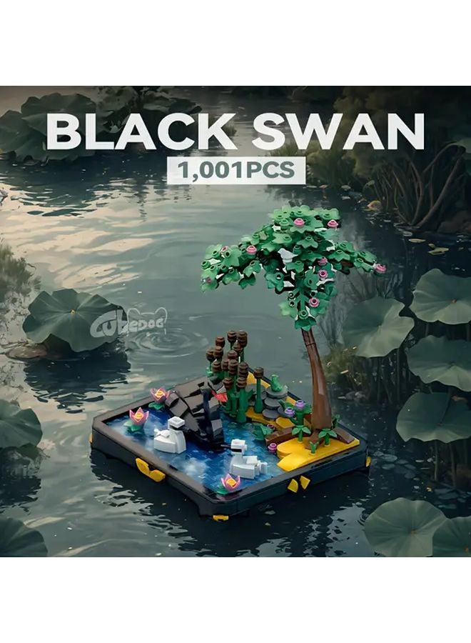 Magic Swan Lake Building Blocks Set 1001 Pcs Artificial Plant Flower Outdoor Scene Model - Image 3