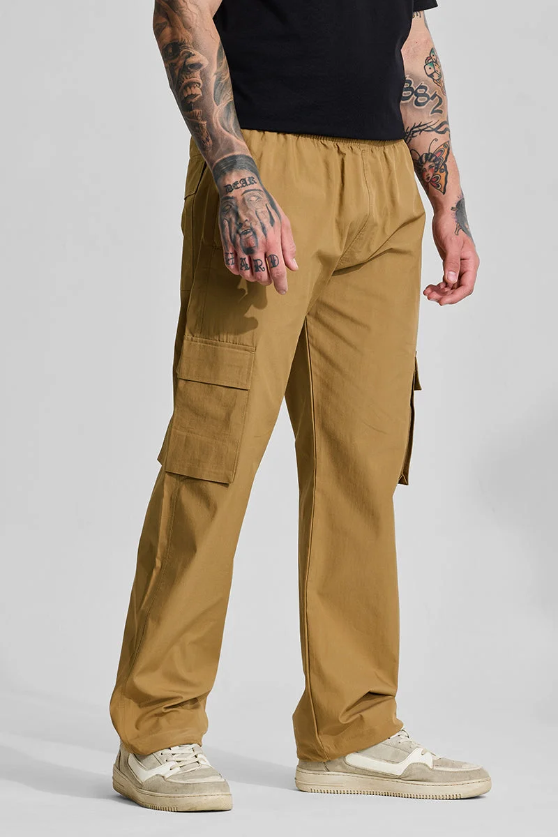 SNITCH Beige Loose Fit Parachute Pants