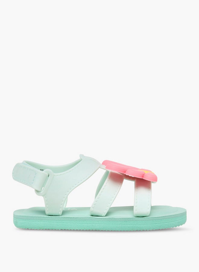 أكوا صنادل بتطريز زهور بإغلاق لاصق - Image 1