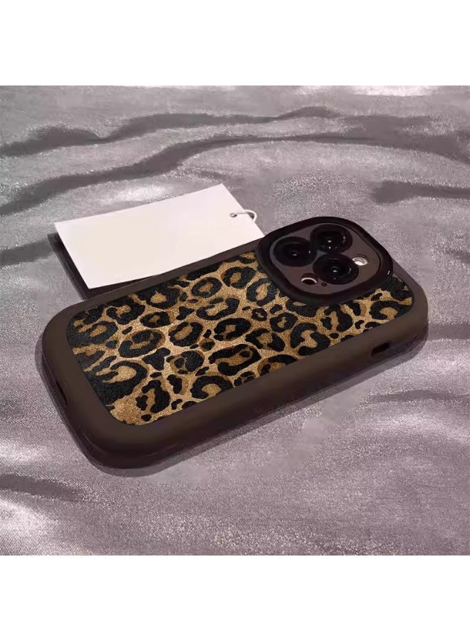 NIBEMINENT High End Leopard Print Protective TPU Case Cover For iPhone 16, Coffee Color