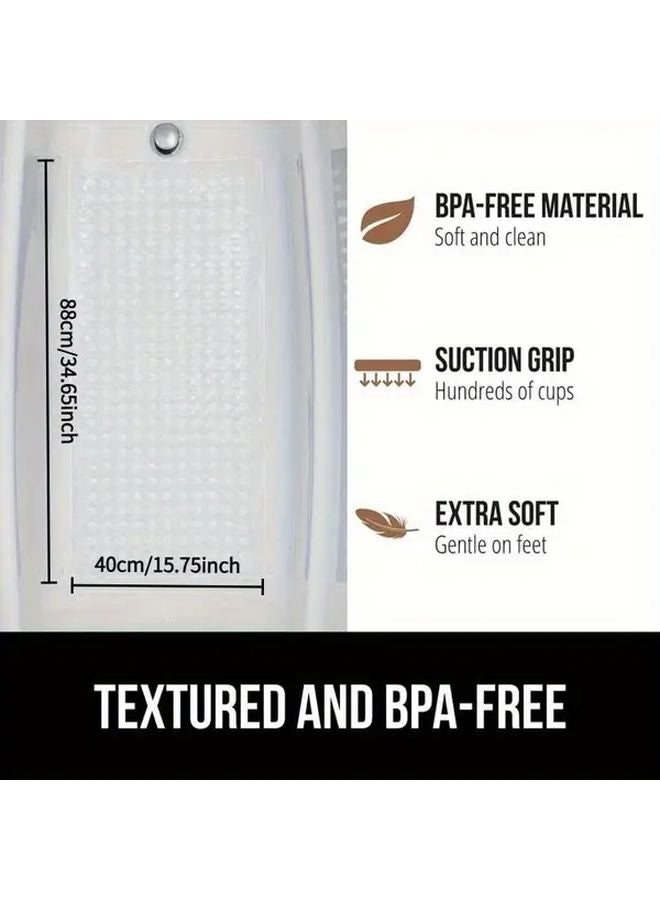 Transparent Bathtub Shower Mat 2 Packs Non Slip Quick Dry with Suction Cups - Image 2